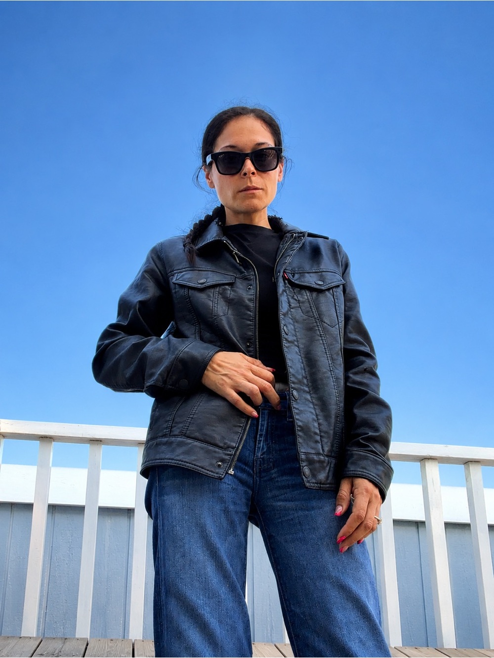 Levi's Black Leather Trucker Jacket - Women's Classic Style